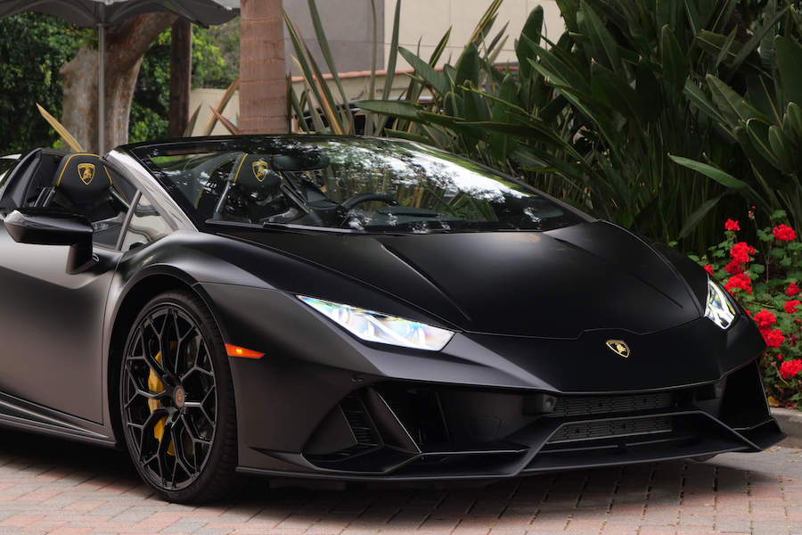 Rent a Matte Black Lamborghini Huracan EVO Spyder in Los Angeles