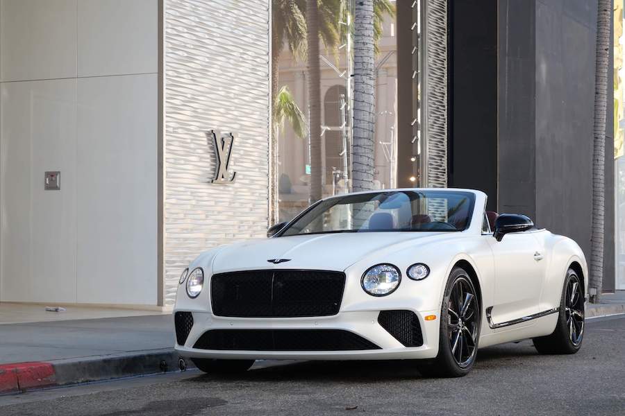Rent Bentley Continental GTC 2022 White in a Los Angeles
