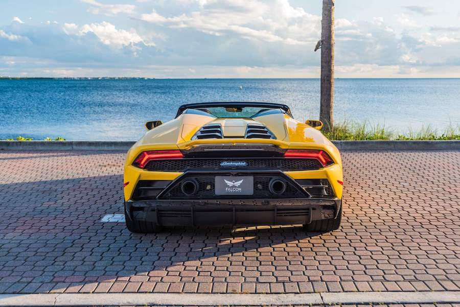 rent yellow lamborghini huracan evo spyder miami
