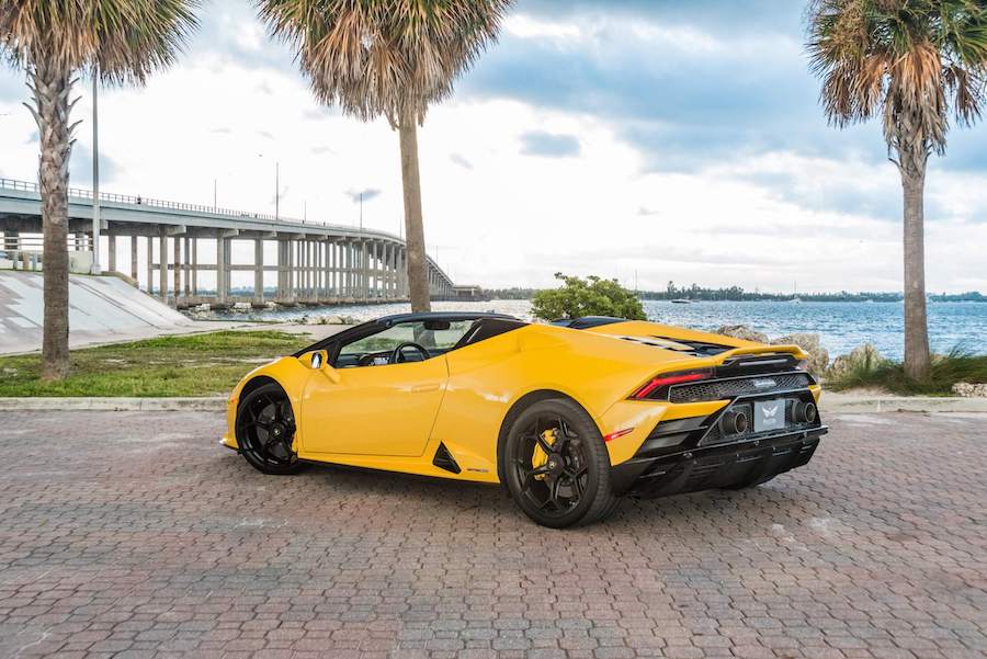 rent yellow lamborghini huracan evo spyder miami