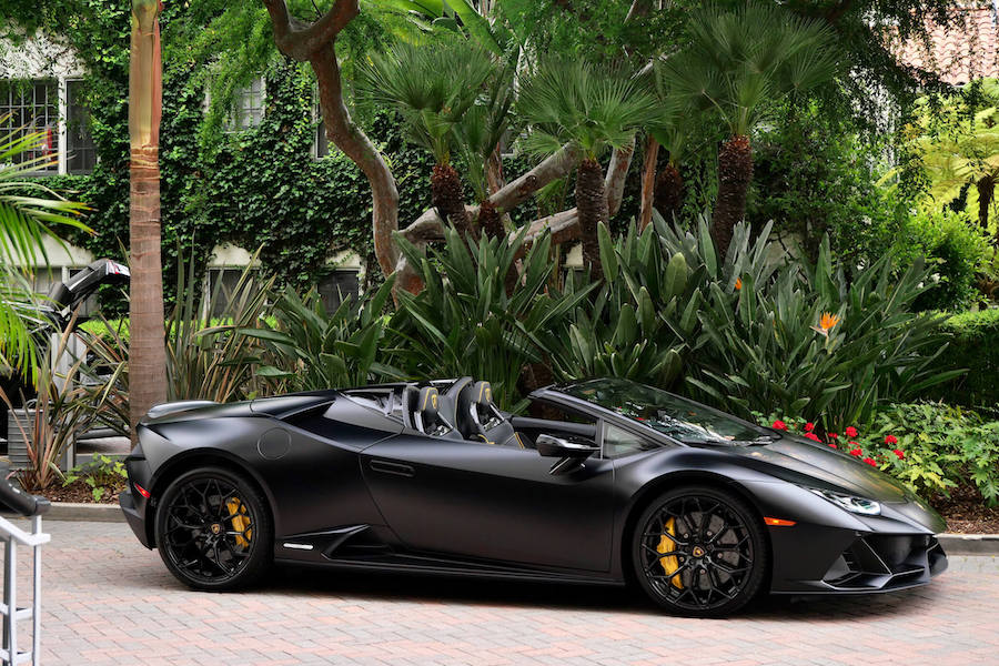Rent a Matte Black Lamborghini Huracan EVO Spyder in Los Angeles