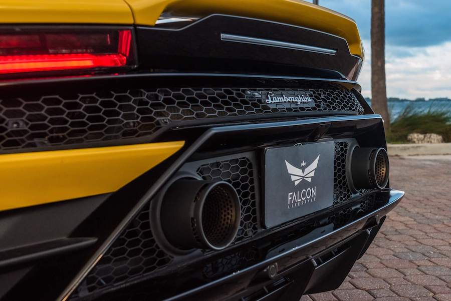 yellow lamborghini huracan evo spyder for rent miami