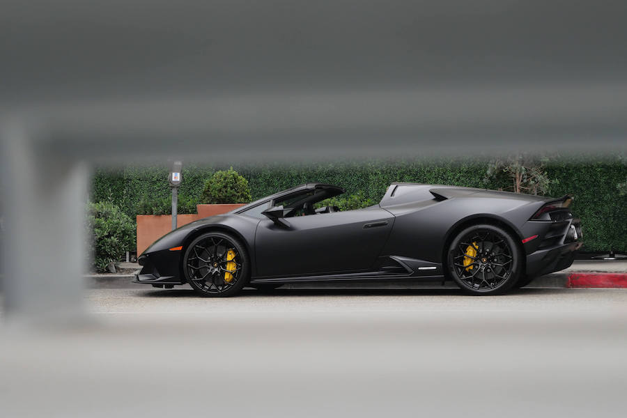 Matte Black Lamborghini Huracan EVO Spyder Rental LAX