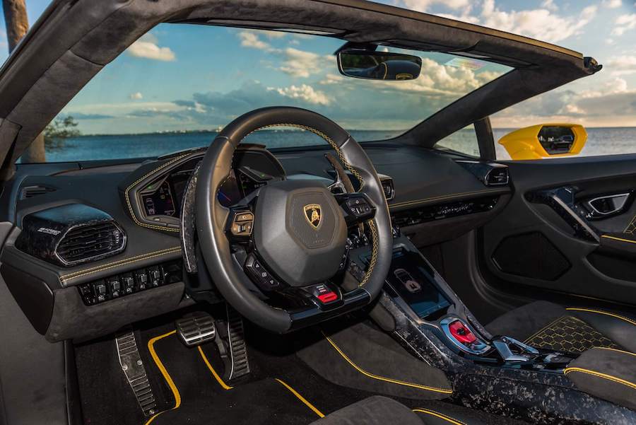 rent yellow lamborghini huracan evo spyder miami